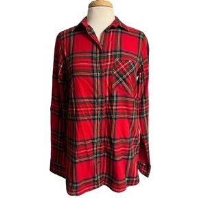 Old Navy Women’s Classic Flannel Red Tartan Plaid Button Down Shirt Medium Tall